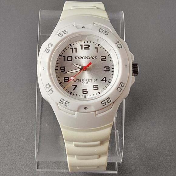 Marathon Quartz Watch White Case Silicone Band 50M Water Resistant 1.42" Dial - Picture 1 of 14